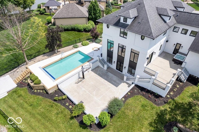 12208 Island Dr, Indianapolis, IN 46256 - aerial perspective of suburban area featuring a pool