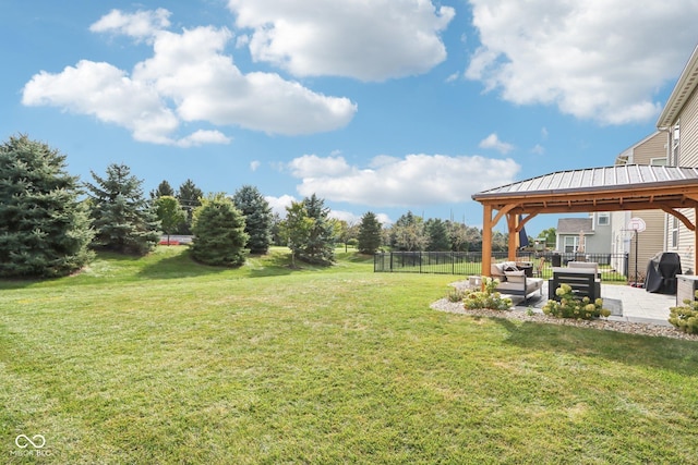 14453 Glapthorn Rd, Fishers, IN 46037 - view of yard featuring a patio, outdoor lounge area, and a gazebo