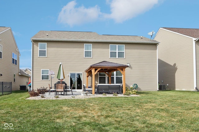 14453 Glapthorn Rd, Fishers, IN 46037 - rear view of property featuring a gazebo, a patio, and a hot tub