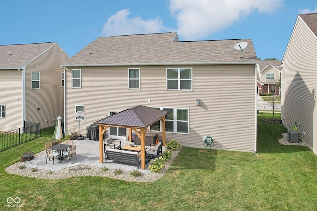 14453 Glapthorn Rd, Fishers, IN 46037 - rear view of house with outdoor lounge area, a gazebo, and a patio area