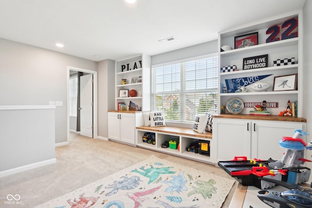 14453 Glapthorn Rd, Fishers, IN 46037 - recreation room featuring light colored carpet and recessed lighting