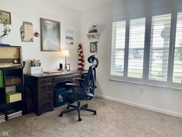 213 Drewood Dr, Trafalgar, IN 46181 - home office featuring carpet flooring and baseboards