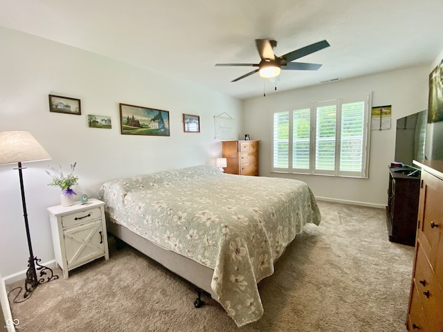 213 Drewood Dr, Trafalgar, IN 46181 - bedroom featuring light carpet and a ceiling fan