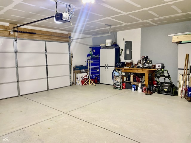 213 Drewood Dr, Trafalgar, IN 46181 - garage with electric panel and a garage door opener