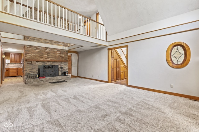 396 W 500 S, Anderson, IN 46013 - unfurnished living room featuring light colored carpet and high vaulted ceiling
