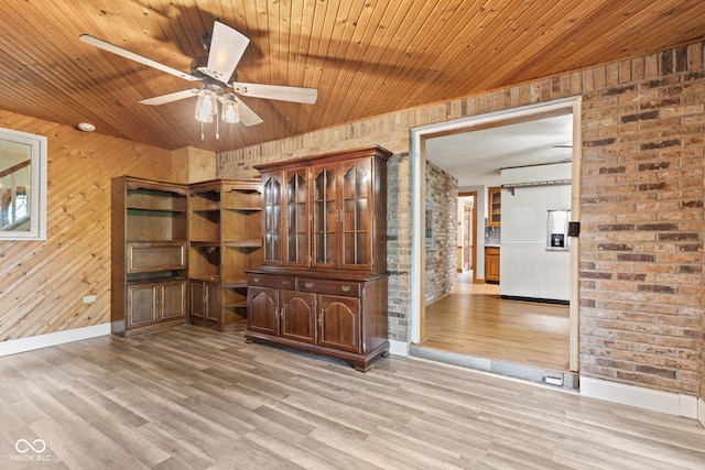 396 W 500 S, Anderson, IN 46013 - empty room featuring light wood-type flooring, a ceiling fan, wood walls, and wooden ceiling