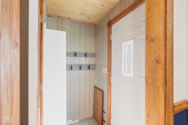 396 W 500 S, Anderson, IN 46013 - mudroom featuring wooden ceiling and wooden walls