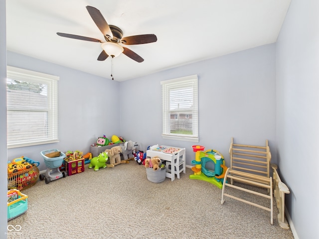 3809 N Glenwood Ave, Muncie, IN 47304 - game room featuring carpet and a ceiling fan