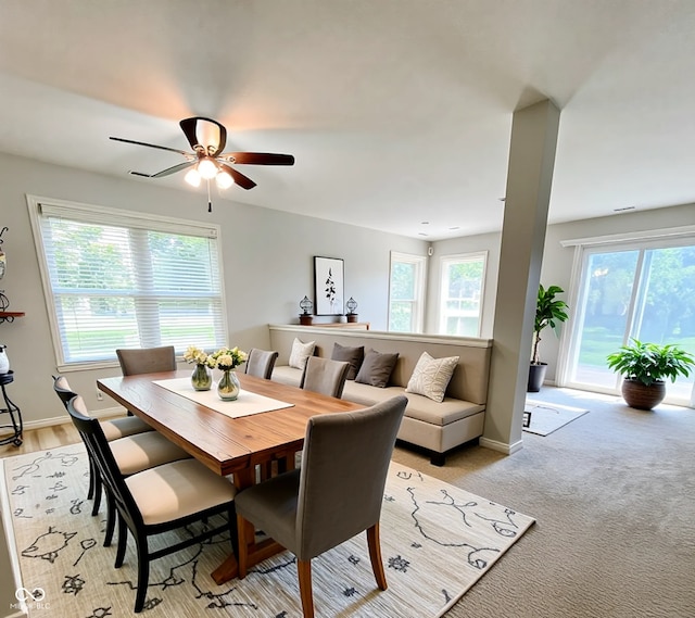 1173 Carlton Ct, Greenwood, IN 46143 - dining area with a ceiling fan and baseboards