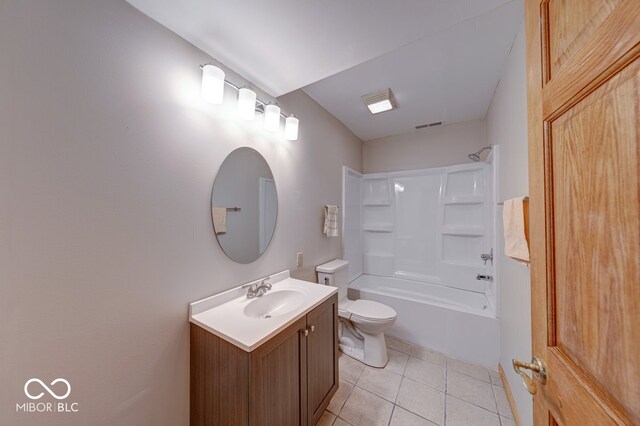 8635 S Providence Dr, Nineveh, IN 46164 - bathroom featuring vanity, tile patterned floors, and shower / bath combination