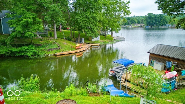 8635 S Providence Dr, Nineveh, IN 46164 - water view featuring a boat dock
