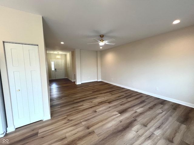 4726 Deacon Ln, Indianapolis, IN 46237 - unfurnished room featuring ceiling fan, recessed lighting, and wood finished floors