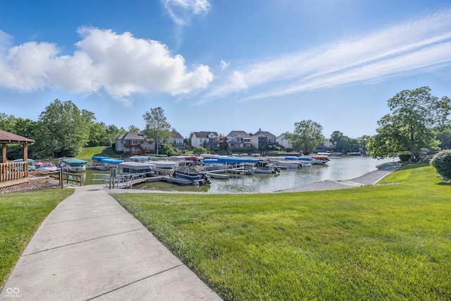 8158 Shorewalk Dr Unit F, Indianapolis, IN 46236 - dock area featuring a lawn and a water view