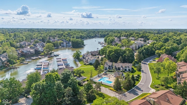 8158 Shorewalk Dr Unit F, Indianapolis, IN 46236 - aerial perspective of suburban area with a nearby body of water and a forest