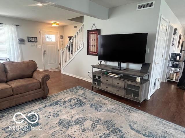 2231 Abbey St, Brownsburg, IN 46112 - living room with wood finished floors and stairway