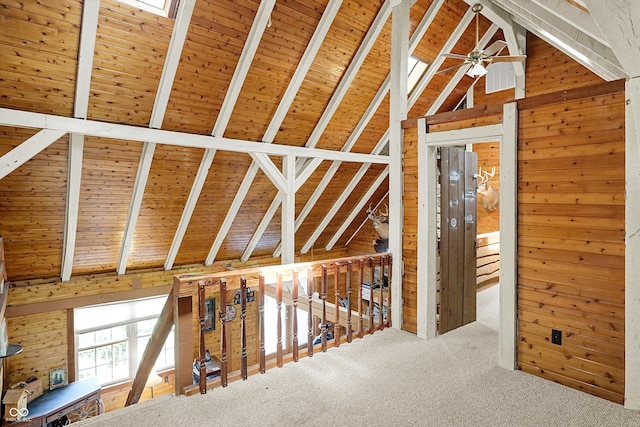 1155 Cope Rd, Martinsville, IN 46151 - corridor with wood walls, carpet flooring, and wooden ceiling