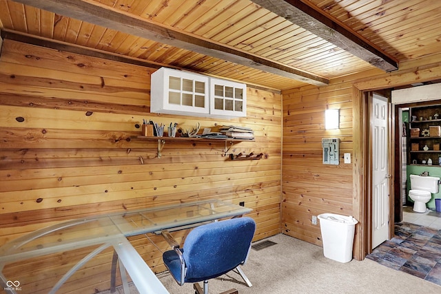 1155 Cope Rd, Martinsville, IN 46151 - unfurnished office with a wooden ceiling with exposed beams and wood walls