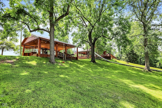 1155 Cope Rd, Martinsville, IN 46151 - view of green lawn featuring stairway and a deck