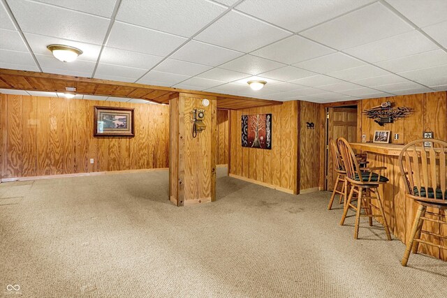 1155 Cope Rd, Martinsville, IN 46151 - indoor dry bar featuring wooden walls, carpet, and a drop ceiling