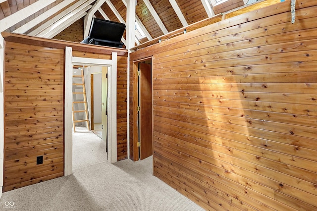 1155 Cope Rd, Martinsville, IN 46151 - hallway featuring wooden walls, carpet, and wood ceiling
