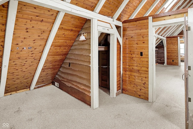 1155 Cope Rd, Martinsville, IN 46151 - stairs featuring carpet floors, wood ceiling, and wooden walls
