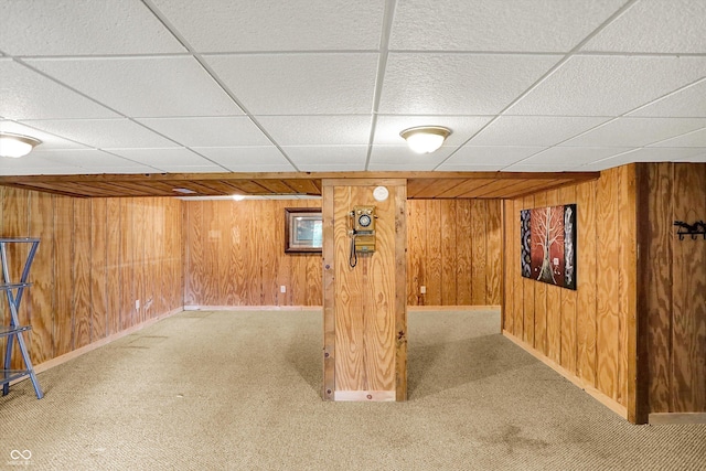 1155 Cope Rd, Martinsville, IN 46151 - finished below grade area with carpet, wooden walls, and a paneled ceiling