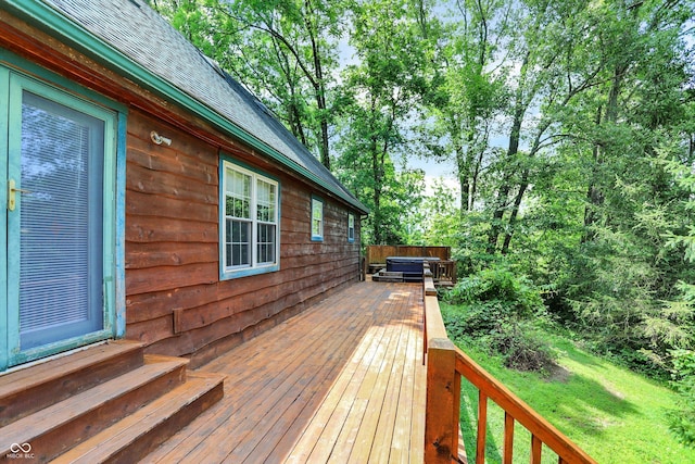 1155 Cope Rd, Martinsville, IN 46151 - deck featuring a hot tub and a lawn