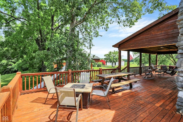 1155 Cope Rd, Martinsville, IN 46151 - wooden deck with an outdoor fire pit and outdoor dining area