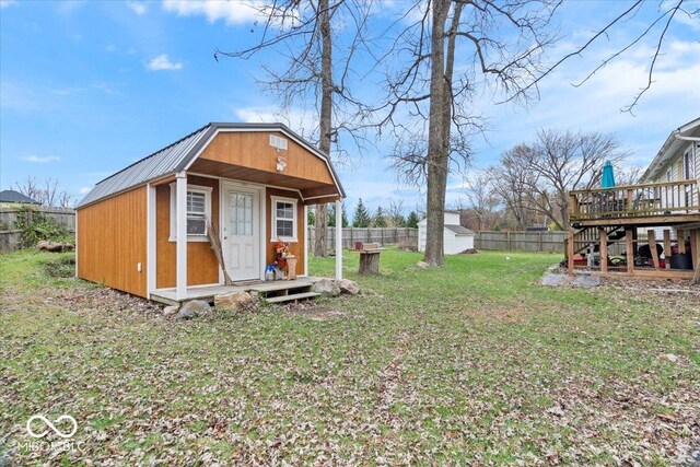 6120 E Southport Rd, Indianapolis, IN 46237 - view of outdoor structure featuring a fenced backyard and stairs
