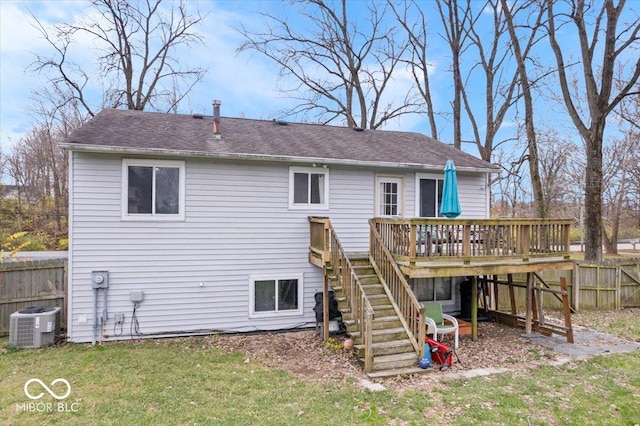 6120 E Southport Rd, Indianapolis, IN 46237 - rear view of property featuring stairway and a wooden deck