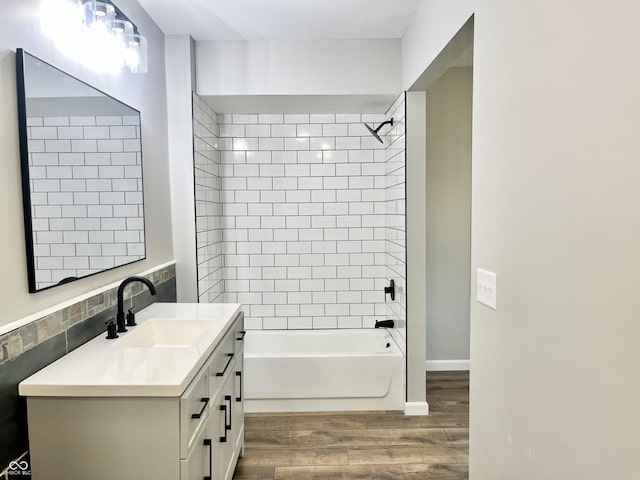 15841 E 265 N, Columbus, IN 47203 - full bath featuring vanity, wood finished floors, and  shower combination
