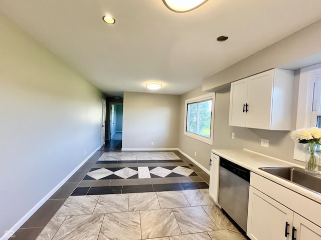 15841 E 265 N, Columbus, IN 47203 - kitchen featuring dishwasher, white cabinetry, light countertops, and recessed lighting