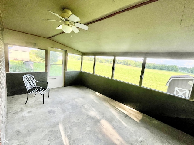 15841 E 265 N, Columbus, IN 47203 - unfurnished sunroom featuring a ceiling fan and lofted ceiling