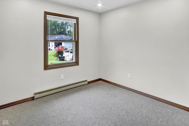 168 Midway Ct S, Hope, IN 47246 - empty room with baseboard heating, carpet, and recessed lighting