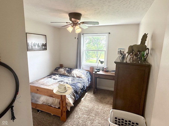 2615 Alexandria Pike, Anderson, IN 46012 - bedroom with carpet floors, a ceiling fan, and a textured ceiling