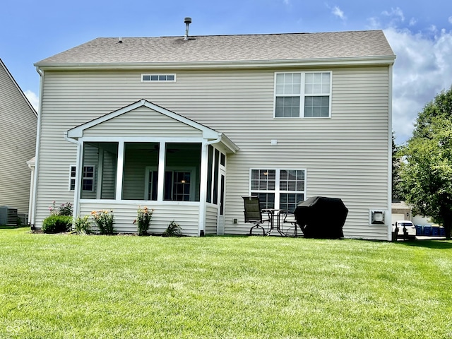 13859 Keams Dr, Fishers, IN 46038 - back of house with a sunroom and a yard