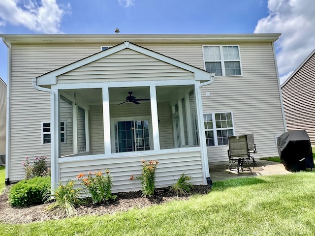 13859 Keams Dr, Fishers, IN 46038 - back of property with ceiling fan, a yard, and a patio
