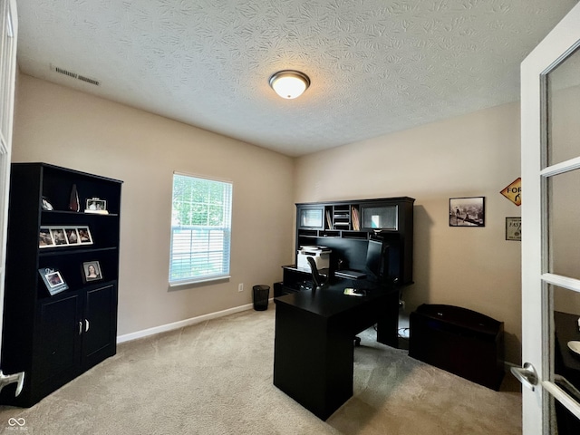 13859 Keams Dr, Fishers, IN 46038 - carpeted home office featuring a textured ceiling and baseboards