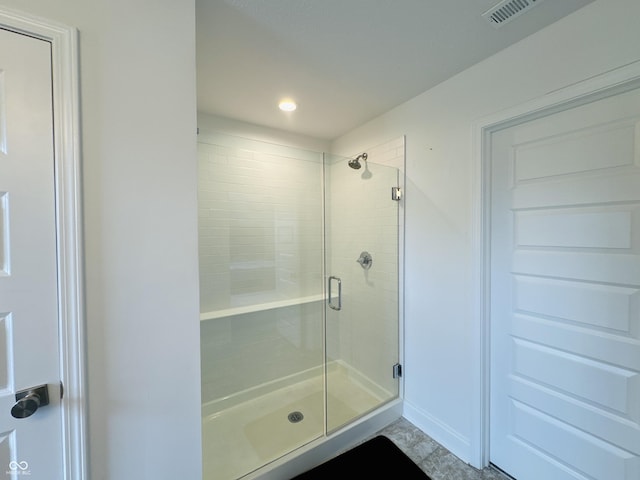 980 S Raylee Garden Dr, New Palestine, IN 46163 - full bathroom featuring a stall shower and recessed lighting
