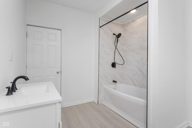 321 W Broad St, Spiceland, IN 47385 - full bath with vanity,  shower combination, and wood finished floors