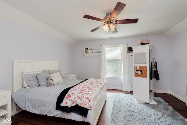 11074 Galley Way, Fishers, IN 46040 - bedroom with lofted ceiling, wood finished floors, and ceiling fan