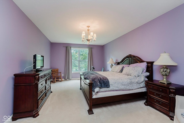 11074 Galley Way, Fishers, IN 46040 - bedroom featuring a chandelier and light colored carpet