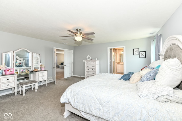 9053 Fitzgerald Dr, Indianapolis, IN 46239 - carpeted bedroom featuring a ceiling fan and ensuite bath