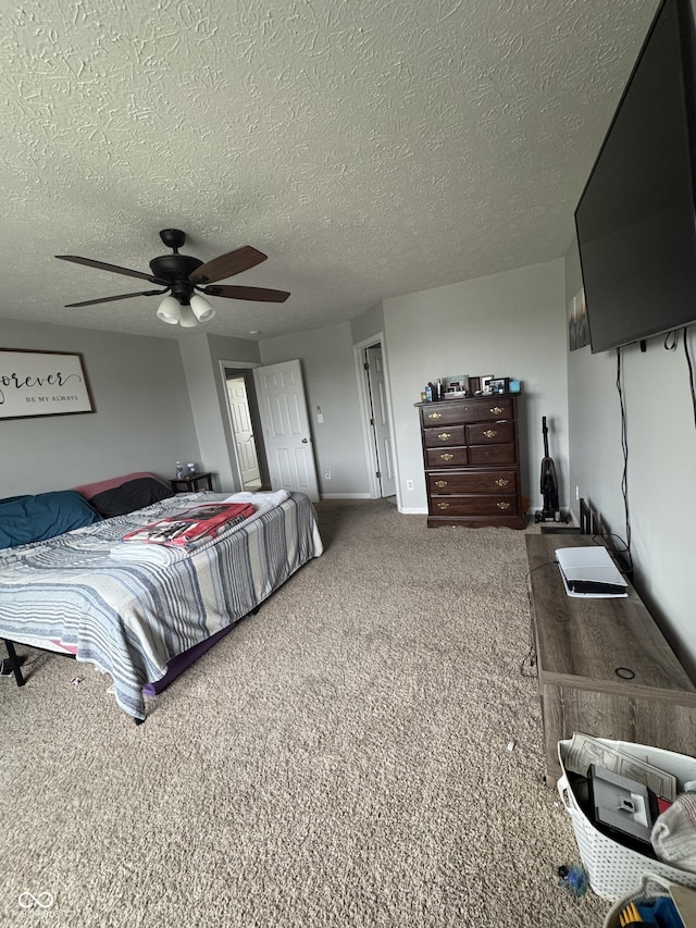 6027 Moonseed Cir, Indianapolis, IN 46203 - carpeted bedroom with ceiling fan and a textured ceiling