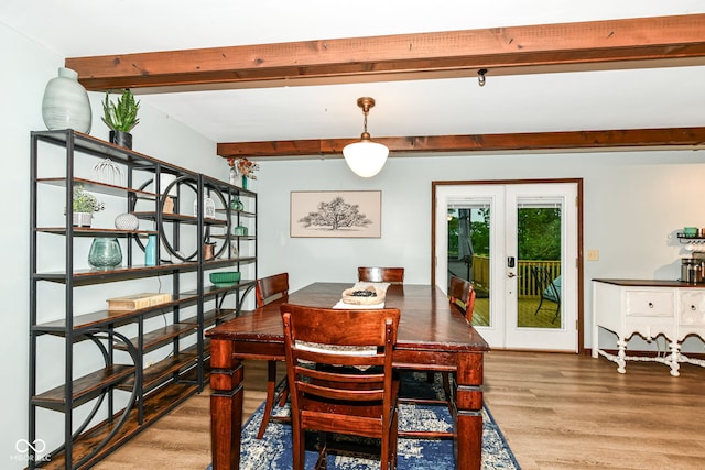 1624 Riley Rd, Lebanon, IN 46052 - dining space with beam ceiling, wood finished floors, and french doors