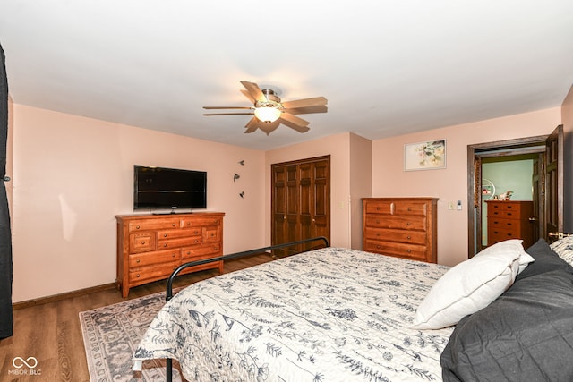 1624 Riley Rd, Lebanon, IN 46052 - bedroom featuring a closet, wood finished floors, and ceiling fan