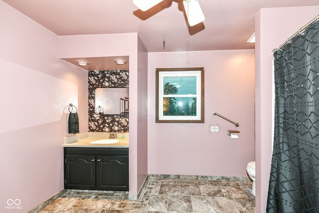 1624 Riley Rd, Lebanon, IN 46052 - full bath with ceiling fan, vanity, and a shower with curtain