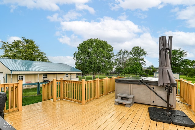 1624 Riley Rd, Lebanon, IN 46052 - deck with a hot tub and a lawn