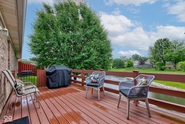 7911 Bentley Commons Dr, Indianapolis, IN 46259 - deck featuring a grill and a yard