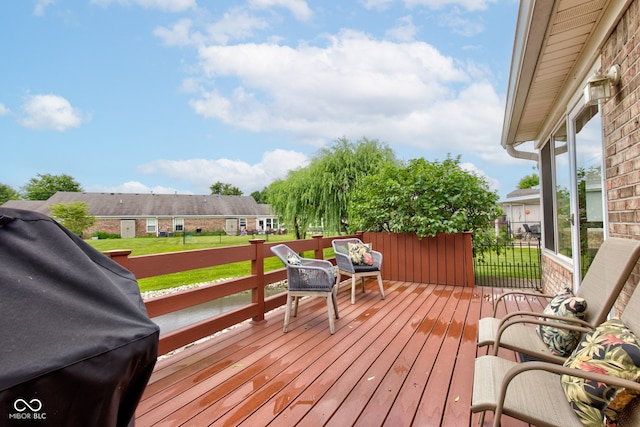 7911 Bentley Commons Dr, Indianapolis, IN 46259 - deck featuring a lawn and area for grilling